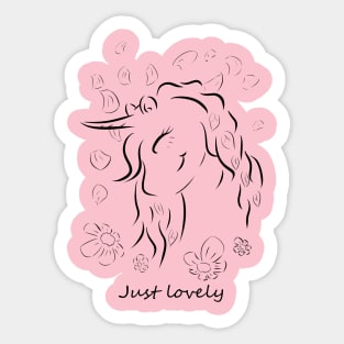 Lovely unicorn with flowers. Sticker